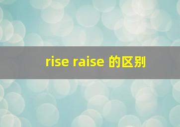 rise raise 的区别